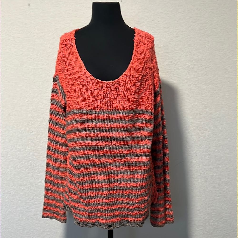 Free people striped oversized boho sweater